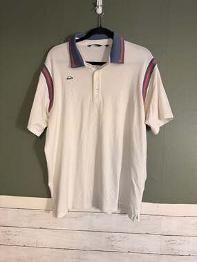 Radmor Golf Pima‎ Cotton Blend Stripe Sleeve Polo Shirt White Blue Red Mens XL